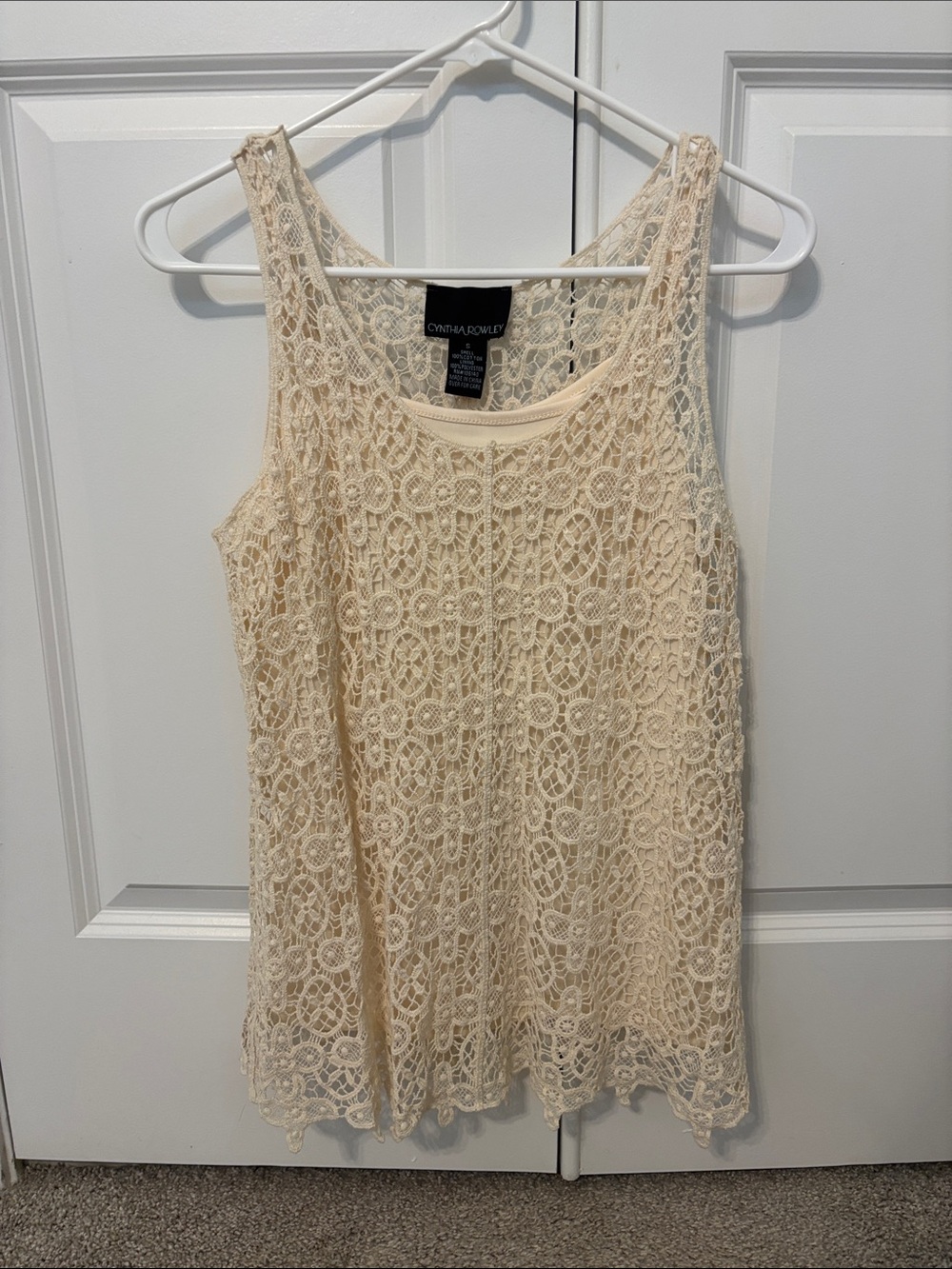 Cynthia Rowley Beige Crochet Lace Camisole